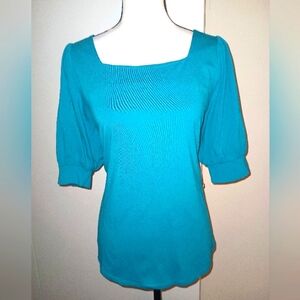 Chico's Teal Blouse with Square Neckline XL/16